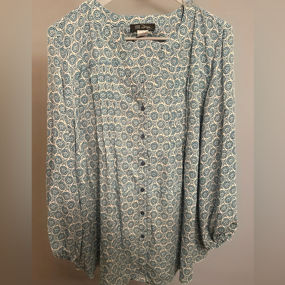1010 Ten Ten Teal Blouse for Woman Size 0X
